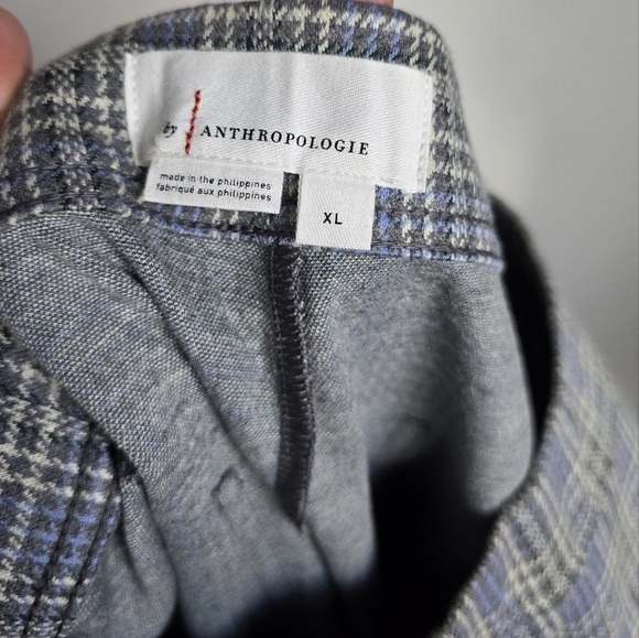Anthropologie, New, Knit Gray High Waist Plaid Academia Bootcut Pants, Size XL - Picture 9 of 11